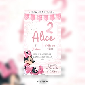 Invito digitale whatsapp con foto, file digitale, compleanno, personalizzato, cerimonie, eventi, Minnie, download, bomboniere, bambina,bimba
