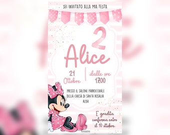 Digital invitation whatsapp with photo, digital file, birthday, personalized, ceremonies, events, Minnie, download, favors, little girl, baby girl