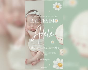 Digital invitation whatsapp with photo, digital file, baptism, personalized, ceremonies, events, download, favors, baby girl, girl