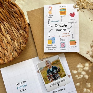 Biglietto con calamita personalizzata magnetica, festa dei nonni, polaroid, idea regalo, biglietto personalizzato, nonna, nonni, calamita