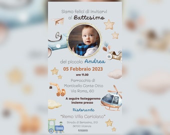 Digital invitation whatsapp with photo, digital file, baptism, personalized, ceremonies, events, download, favors, child, baby