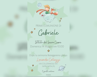 Whatsapp digital invitation, digital file, first communion, personalized, ceremonies, events, download, favors, the little prince, child
