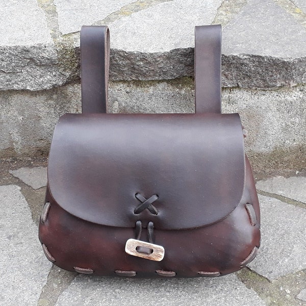 Medieval Leather Pouch - Historical Belt Bag - Belt Pouch - Leather Belt Purse - medium size - LARP - Living history
