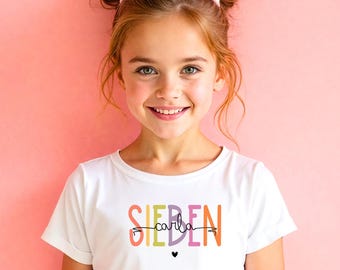 Personalisiertes T-Shirt zum Geburtstag für Mädchen und Jungen 3. 4. 5. 6. 7. 8. 9. 10. 11. Geburtstag Shirt mit Namen & Zahl Geschenk