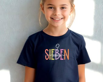 Personalisiertes Geburtstags T-Shirt für Mädchen und Jungen 3. 4. 5. 6. 7. 8. 9. 10. 11. Geburtstag Shirt mit Namen  & Zahl Geschenk