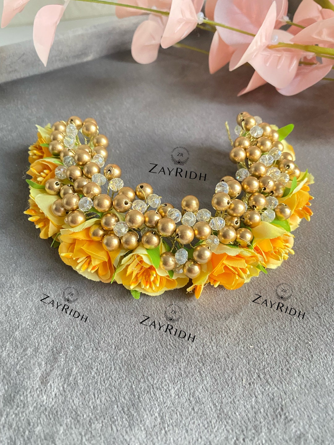 Asian Indian Pakistani Yellow Hair Bun Traditional Hair Accessories