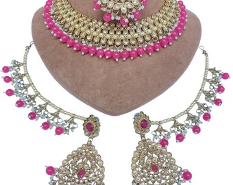 Online Asian Jewellery Set | Kundan Necklace Wedding Jewlry Set | Tikka Earrings and Necklace Set | Pakistani Bridal Wedding Jewlry