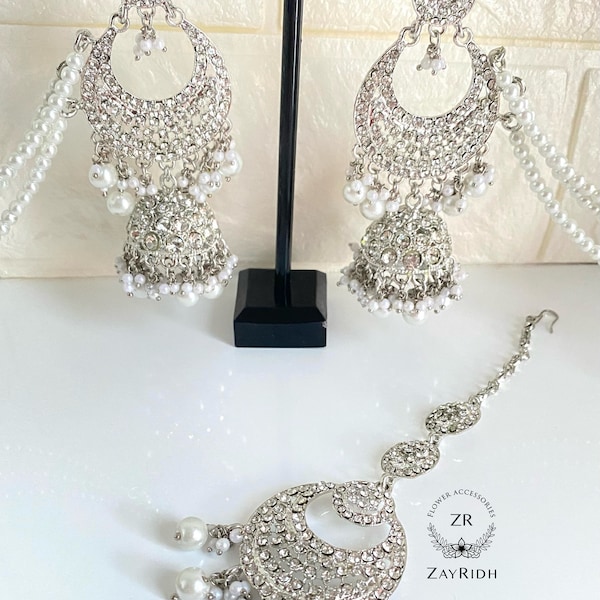 Hazera Silver Earrings and Tikka