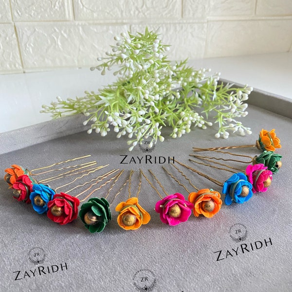 Multicolour Flower Hair Pins