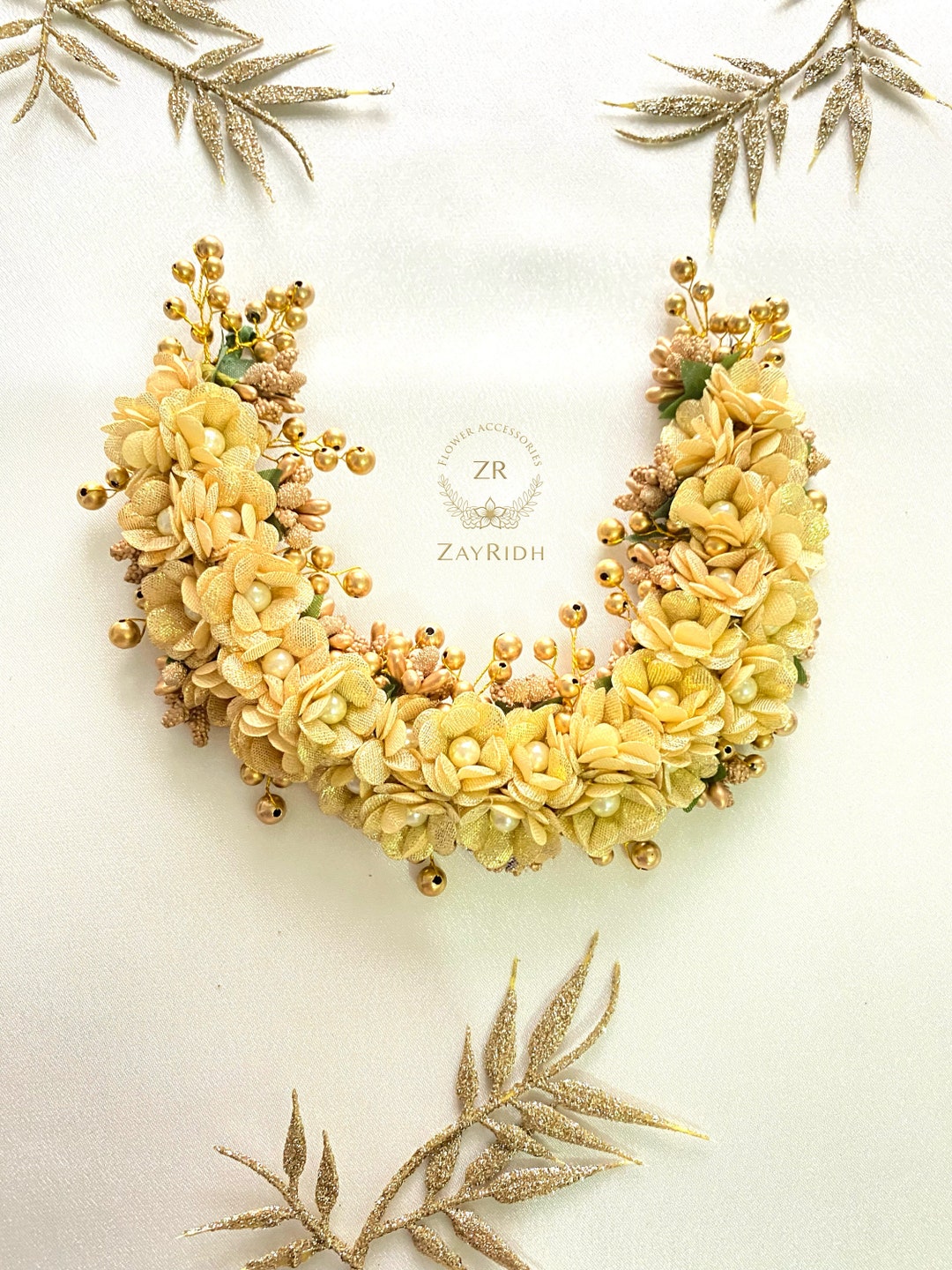 Asian Gold Flower Hair Gajra Artificial Flower Hair Accessories Hair