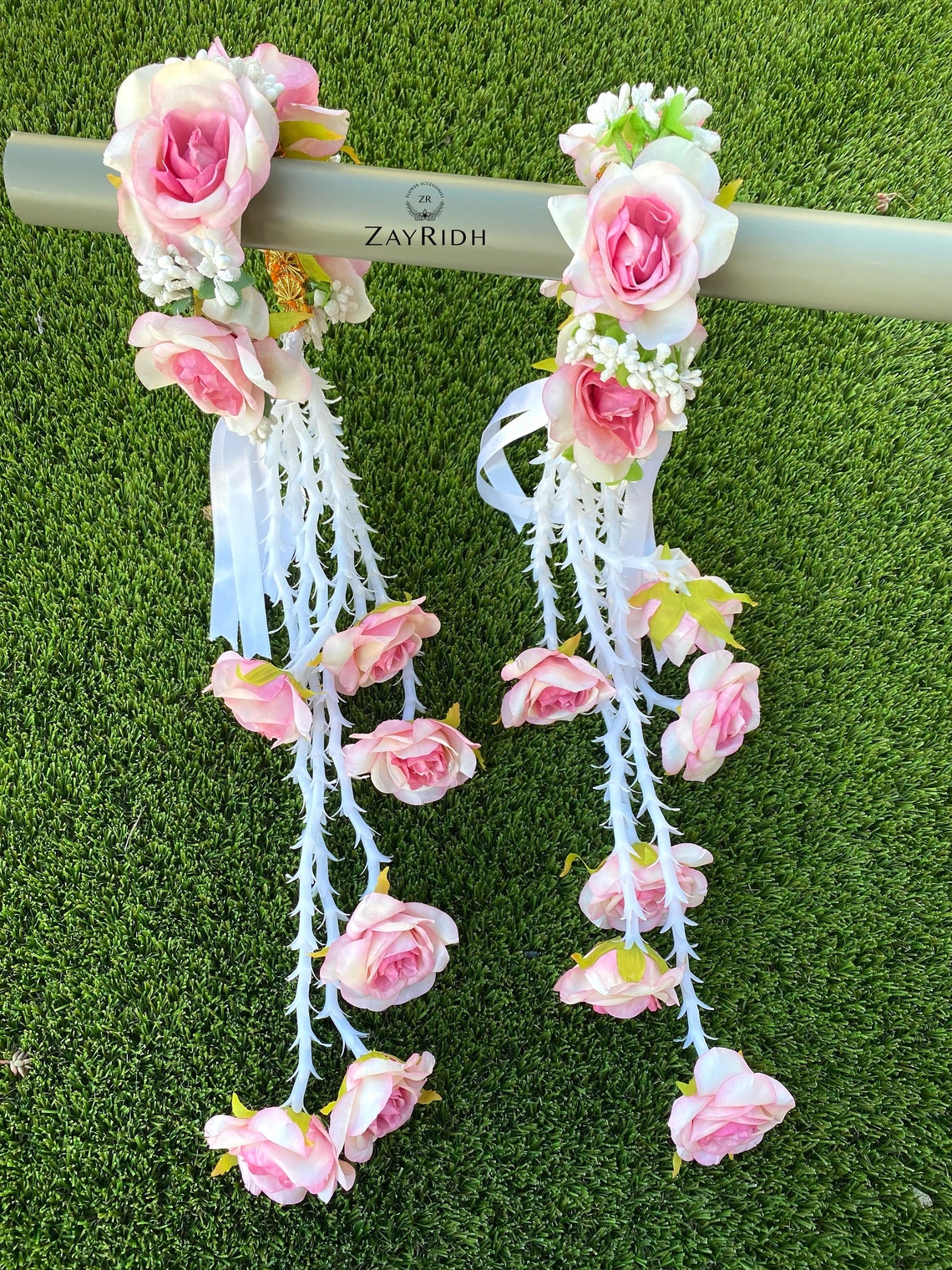 Artificial Flower Bridal Pink Kalire Pair of Open Bangle Asian Indian