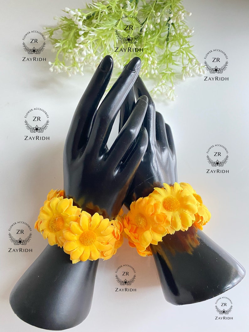 Asian Indian Pakistani Artificial Flower Bracelets Floral Bridal Bridesmaid Mehndi Haldi Nikkah