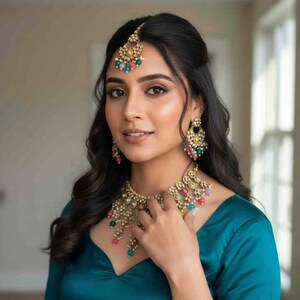 Simar Multicoloured Necklace Tikka Earrings