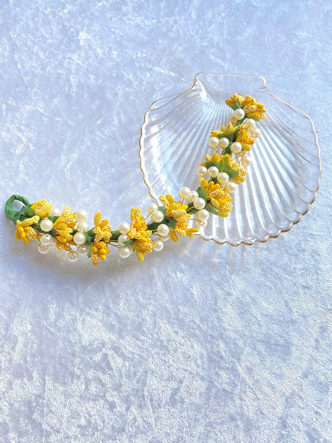 Asian Flower Hair Yellow Gajra Artificial Flower Hair Etsy