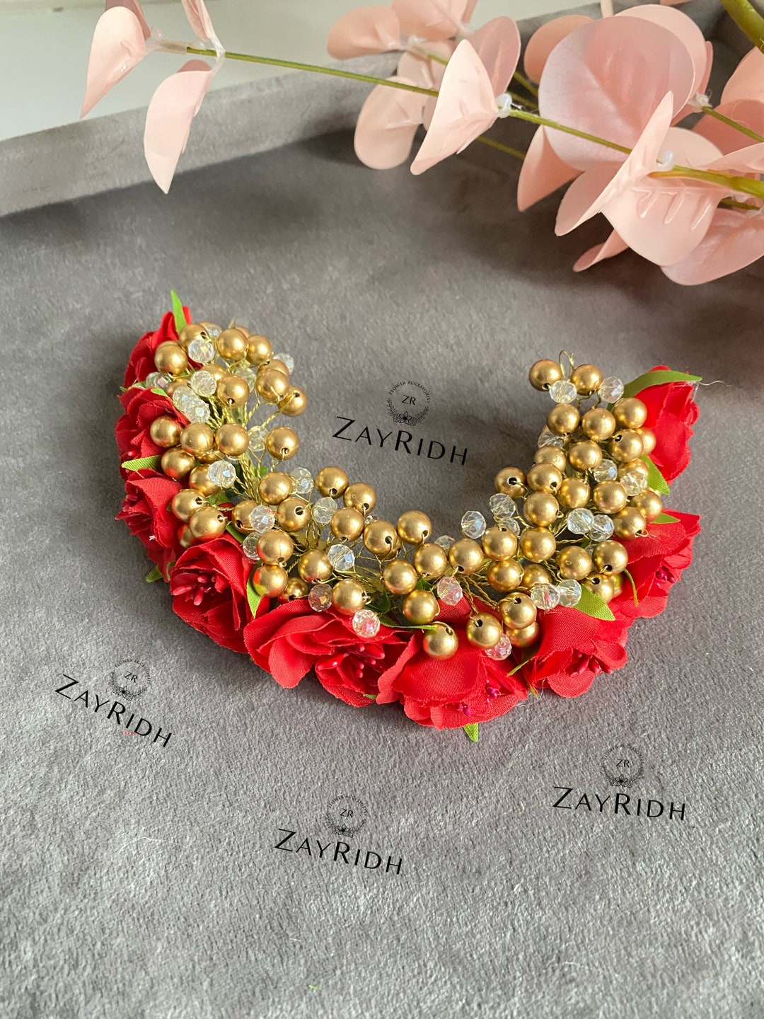 Asian Indian Pakistani Red Hair Bun Traditional Hair Accessories Gajra