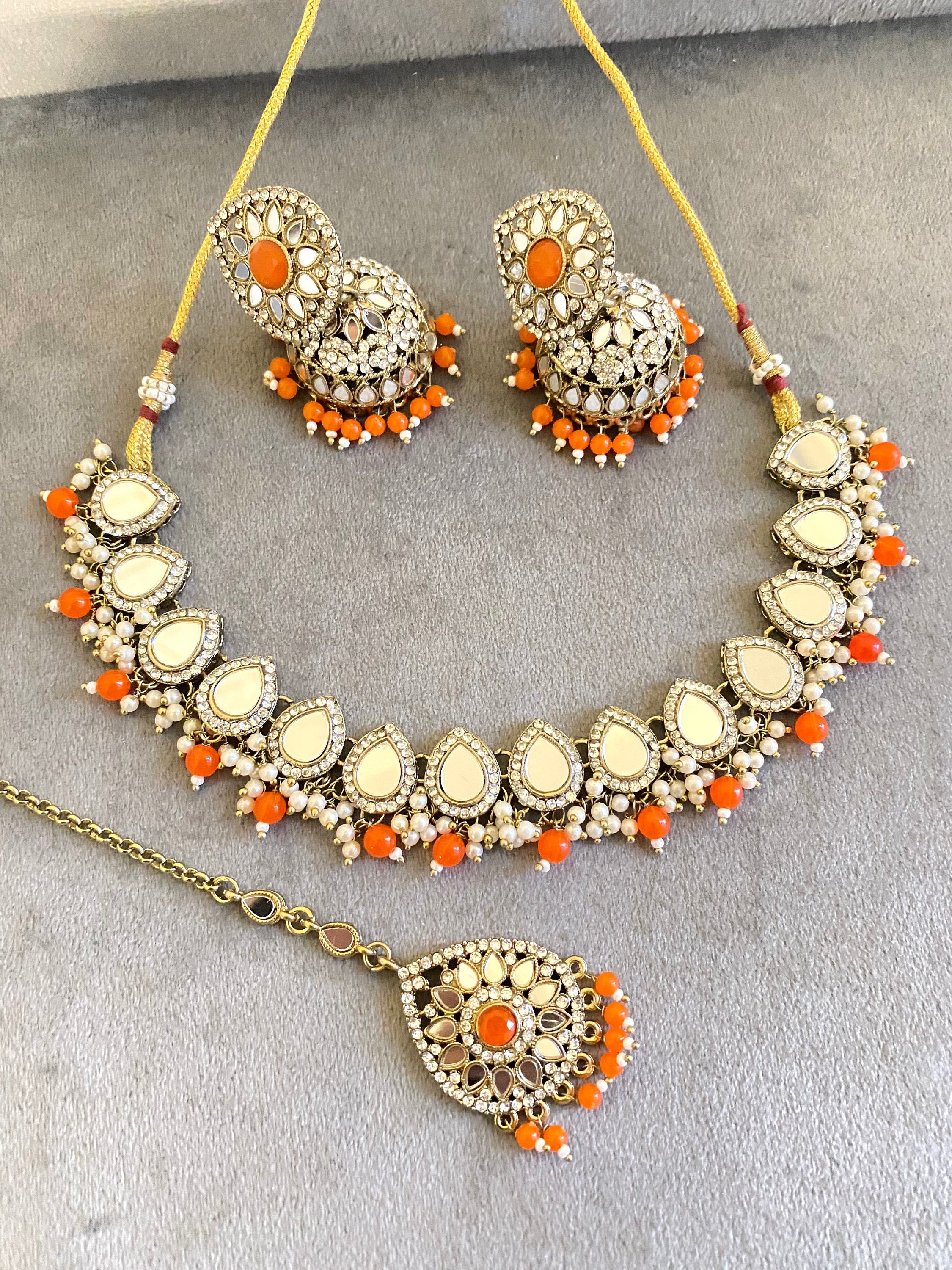 Orange Mirror Jewelry Set