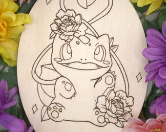 Bulbasaur Pokemon Wood Burned Panel