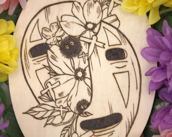 Spirited Away No Face Wood Burned Panel