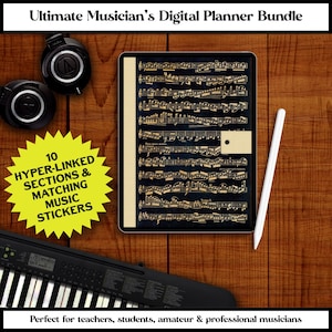 All In One Digital Music Planner, Undated Music Planner, Musician Planner, Music Teacher Planner, Music Student Planner, Practice Journal