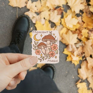 Autocollant magique de minuit | Autocollant vinyle | Bouteille d'eau | Bohème | Champignons