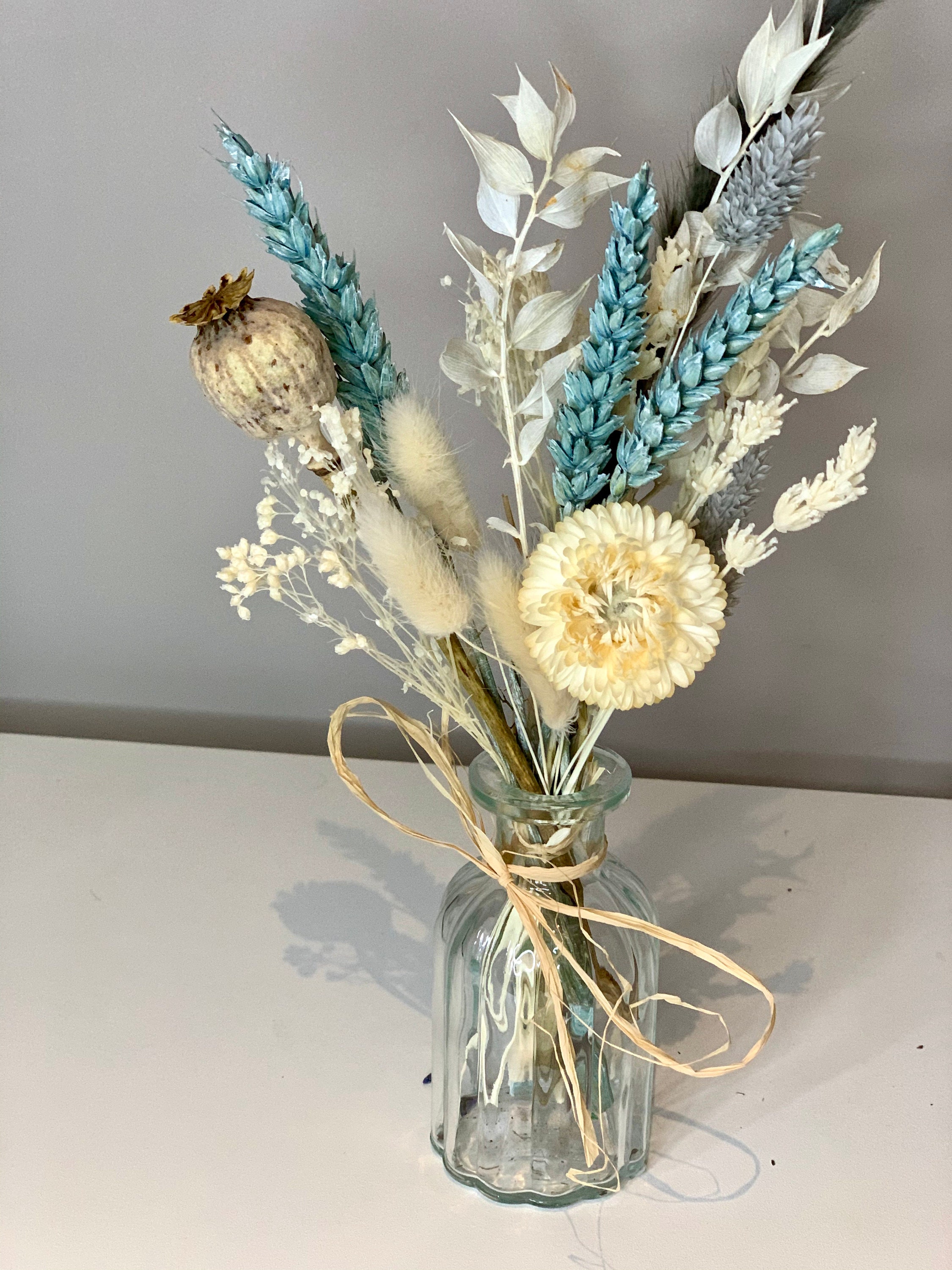 Mini Dried Flower Posy and Glass Vase // Decoration // Floral Etsy