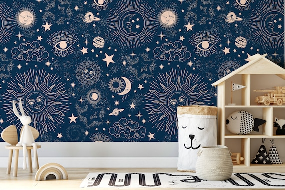 Custom Size Wallpaper - Space Galaxy Constellation Zodiac Star Yoga Mat Wallpaper  - Peel and Stick Wall Decal - Self Adhesive or Pre-Pasted
