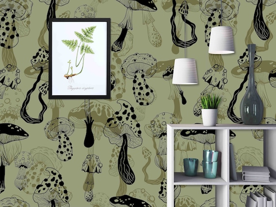 Mushroom Wall Decal: Custom Peel and Stick Wallpaper (Removable)