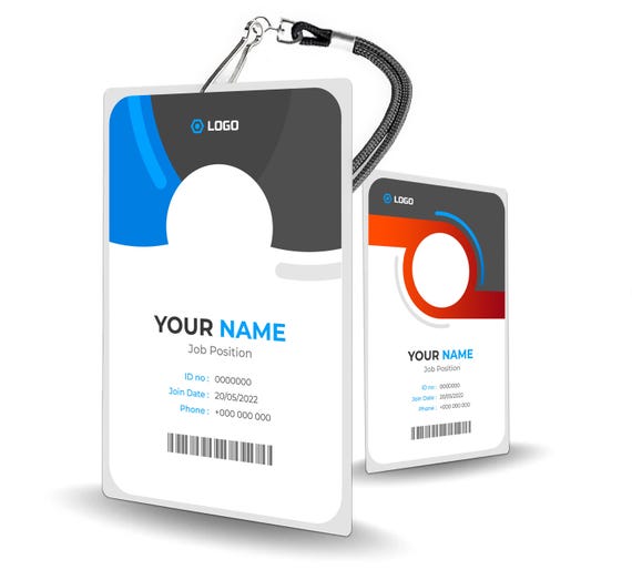 Personalized PVC Photo ID Badge Card | Custom Photo ID Badge | Custom Employee Name Tag|Personalized Identification Card with Lanyard|3 Pack