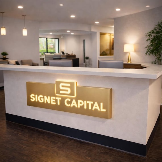 Custom Reception Logo Sign | 3D LED Channel Letters with Halo Backlight