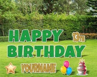 Birthday Yard Sign: Personalized Name and Age - Outdoor Glitter