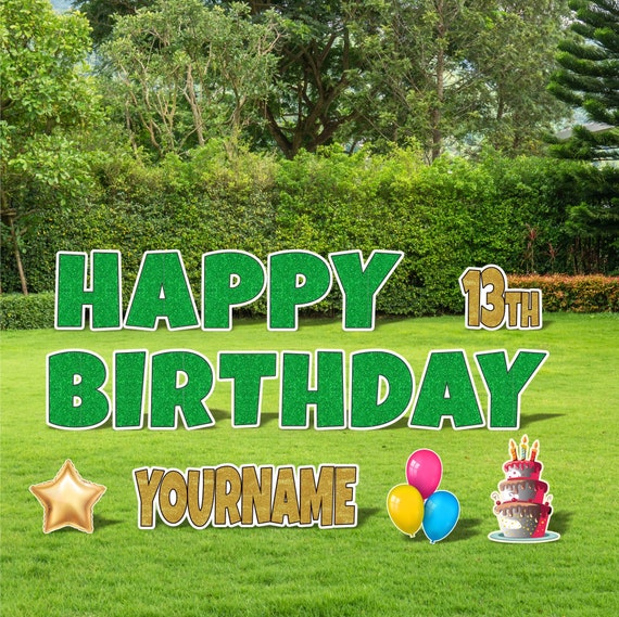 Personalized Birthday Yard Signs, 18 Inch Happy Birthday Lawn Signs, Outdoor Lawn Decorations, Ornaments, Custom Name & Age