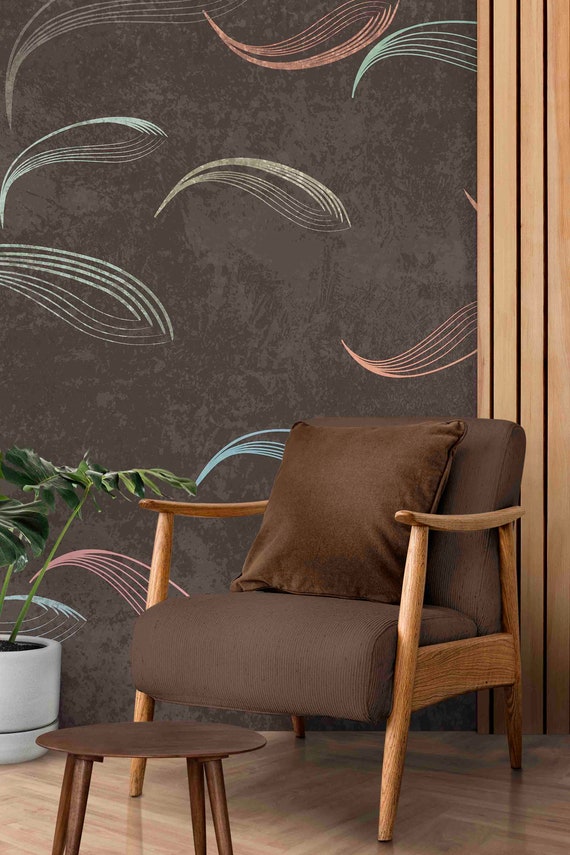 Abstract Peel and Stick Wallpaper, Hand-Painted (Custom Size, Removable)