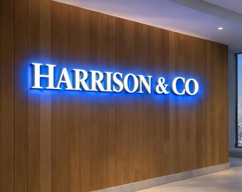 Backlit LED Business Sign, 3D Raised Logo (Custom Sizes & Colors)
