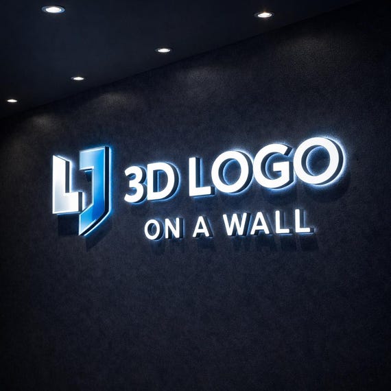 3D Logo Mockup Preview | Office Wall Business Sign Visualization | Channel, Frontlit & Backlit Styles | Design Proof Only