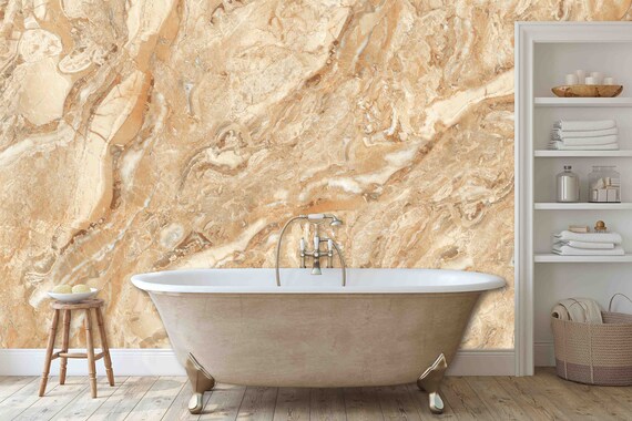 Custom Size Wallpaper - Limestone Polished Natural Granite Marble Glossy Wallpaper - Peel and Stick Wall Decal - Self Adhesive or Pre-Pasted