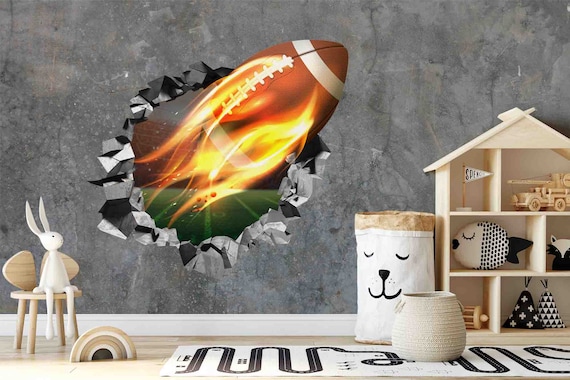 3D Fire Football Wallpaper - Custom Size, Peel and Stick