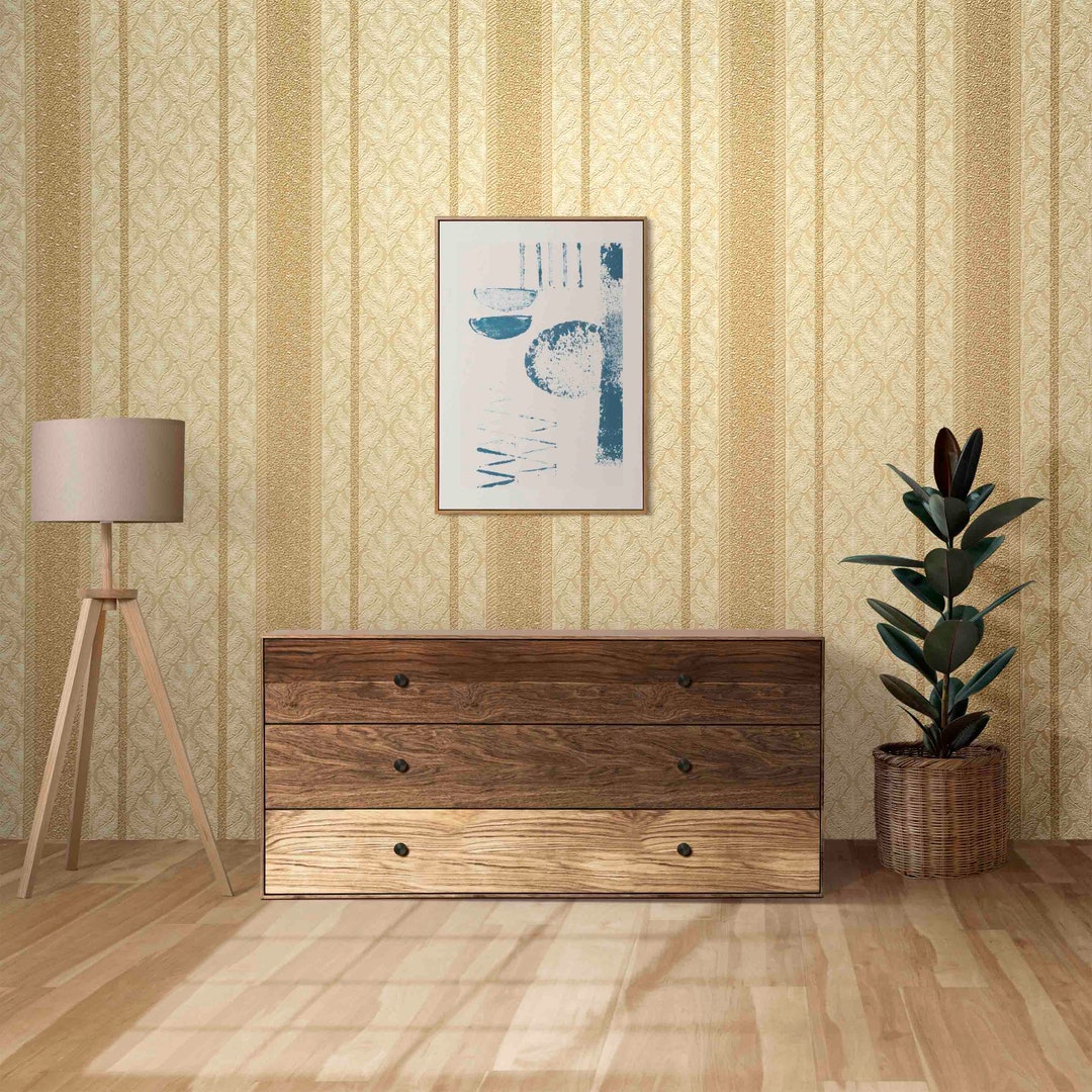 Gold Striped Peel and Stick Wallpaper (custom Size, Removable) - Etsy
