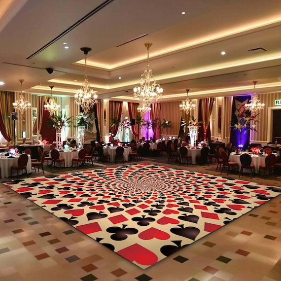 Personalized Casino Theme Vinyl Floor Wrap | Custom Removable Adhesive Floor Decals | Wedding, Party & Dance Floor Decor