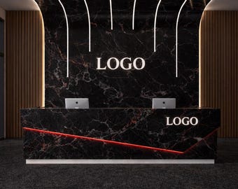 3D Logo Mockup Preview | Office Wall Business Sign Visualization | Channel, Frontlit & Backlit Styles | Design Proof Only