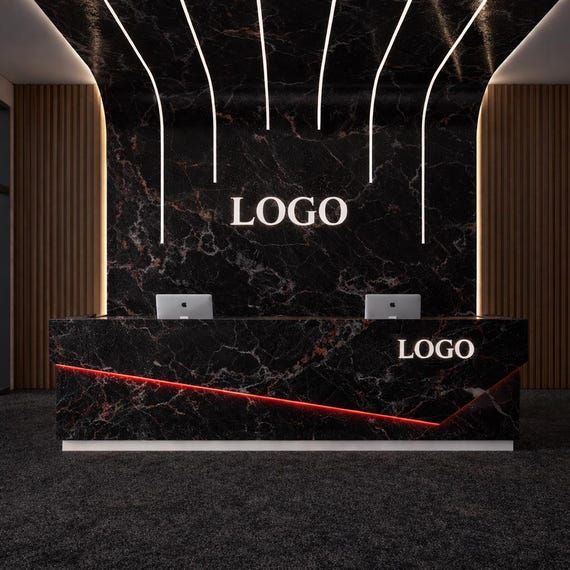 3D Logo Mockup Preview | Office Wall Business Sign Visualization | Channel, Frontlit & Backlit Styles | Design Proof Only
