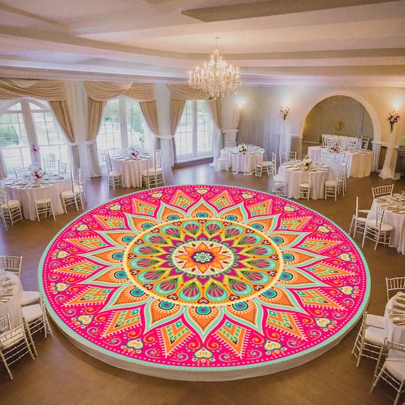 Personalized Removable Vinyl Floor Graphics | Custom Adhesive Round Floor Decals | Wedding & Dance Floor Decor | Wedding Dance Floor