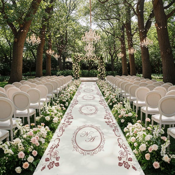 Customizable Wedding Removable Vinyl Runner Wrap | Aisle Runner | Wedding Decor | Wedding Signage, Ceremony | Monogram Wedding Runner