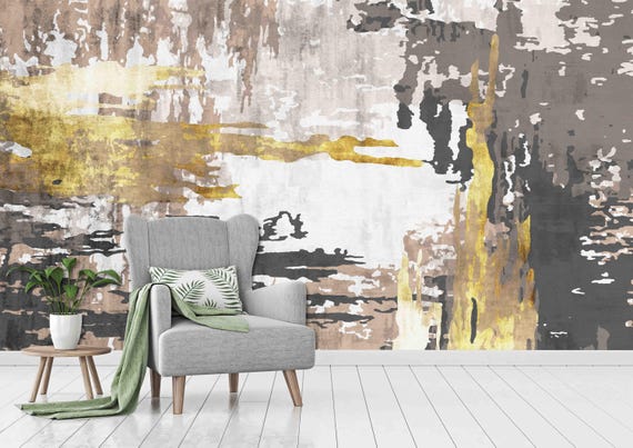 Custom Size Wallpaper-Abstract Oil Painting Canvas Textured Wallpaper-Peel and Stick Wall Decal-Self Adhesive or Pre-Pasted-Removable Mural