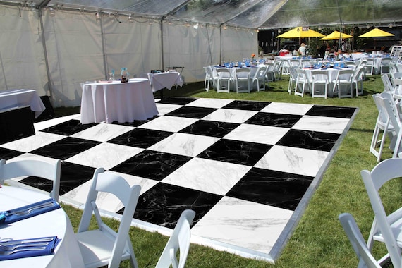 Checkered Customized Removable Vinyl Floor Graphics | Custom Adhesive Floor Decals | Wedding & Dance Decor