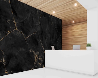 Black Gold Marble Peel and Stick Wallpaper – Custom Size