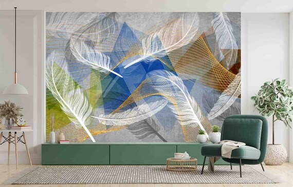 White Feather Wallpaper - Modern Nordic Abstract Peel and Stick