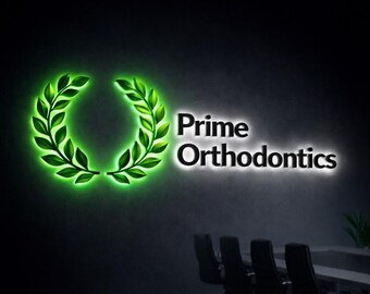 Business Logo Sign: Backlit LED, 3D Raised - Custom Wall Art