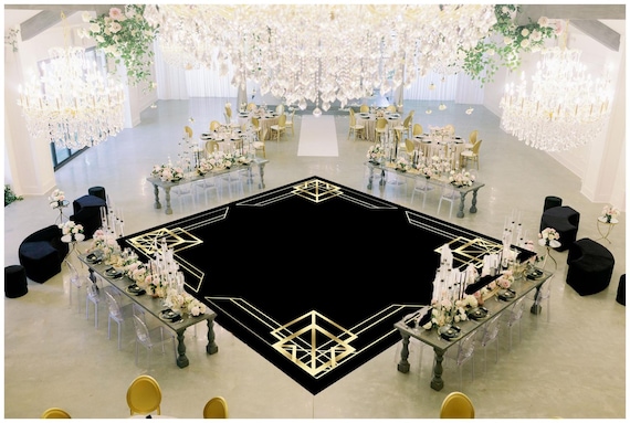 Gatsby Pattern Removable Vinyl Floor Graphics | Custom Adhesive Floor Decals | Wedding & Dance Floor Decor | Wedding Dance Floor
