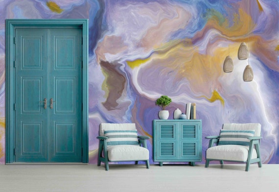 Custom Size Wallpaper - Colorful Marble Onyx Glossy Wallpaper - Peel and Stick Wall Decal - Self Adhesive or Pre-Pasted