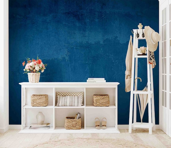 Custom Size Wallpaper - Grunge Blue Textured Concrete Wallpaper - Peel and Stick Wall Decal - Self Adhesive or Pre-Pasted